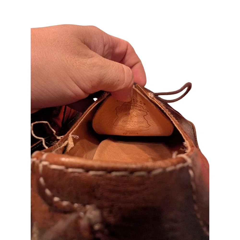 Bed Stu Mens Brown Distressed Leather Wingtip Oxford Shoes‎ Lug Sole Size 10